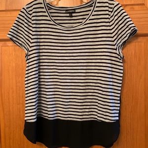 Express Gray & Black Stripe Top